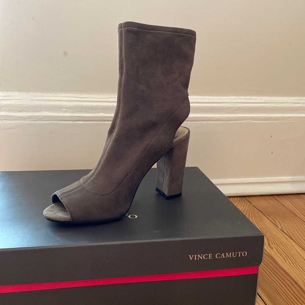 Vince Camuto Pewter Suede Military Booties Size 6